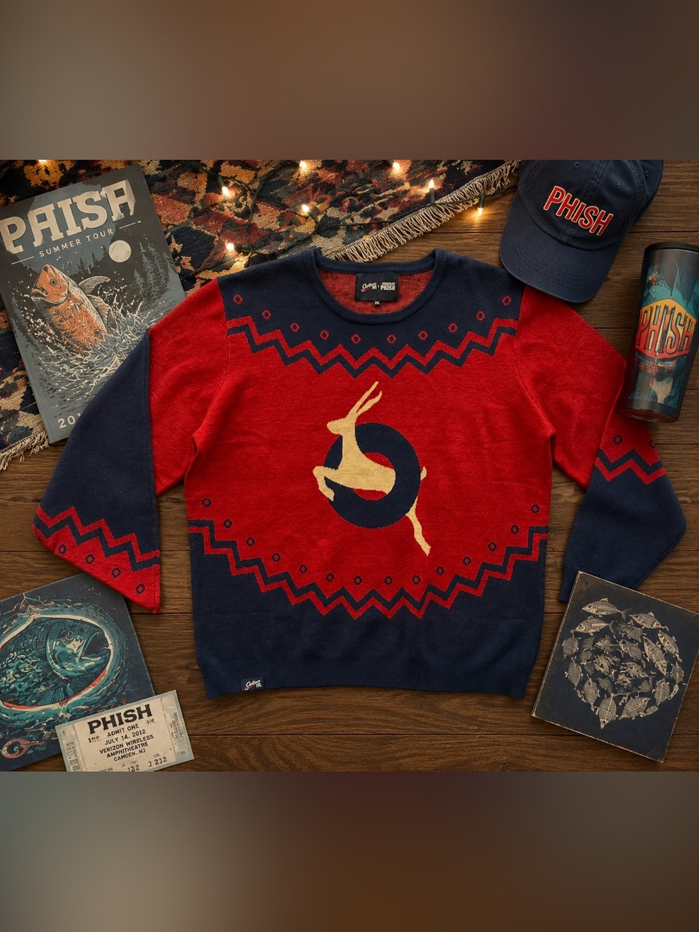 Section 119 Phish 2XL Red Navy Graphic Sweater Officially Licensed